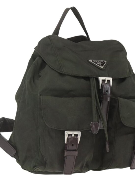 PRADA Backpack Nylon Khaki Silver Auth 164325 main image 5